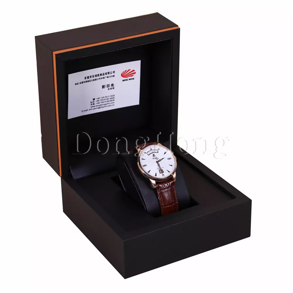 Black Leather MDF Watch Packaging Boxes 