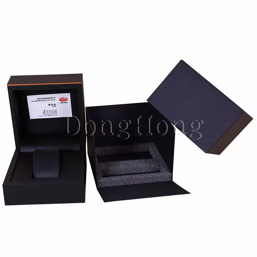 Black Leather MDF Watch Packaging Boxes 