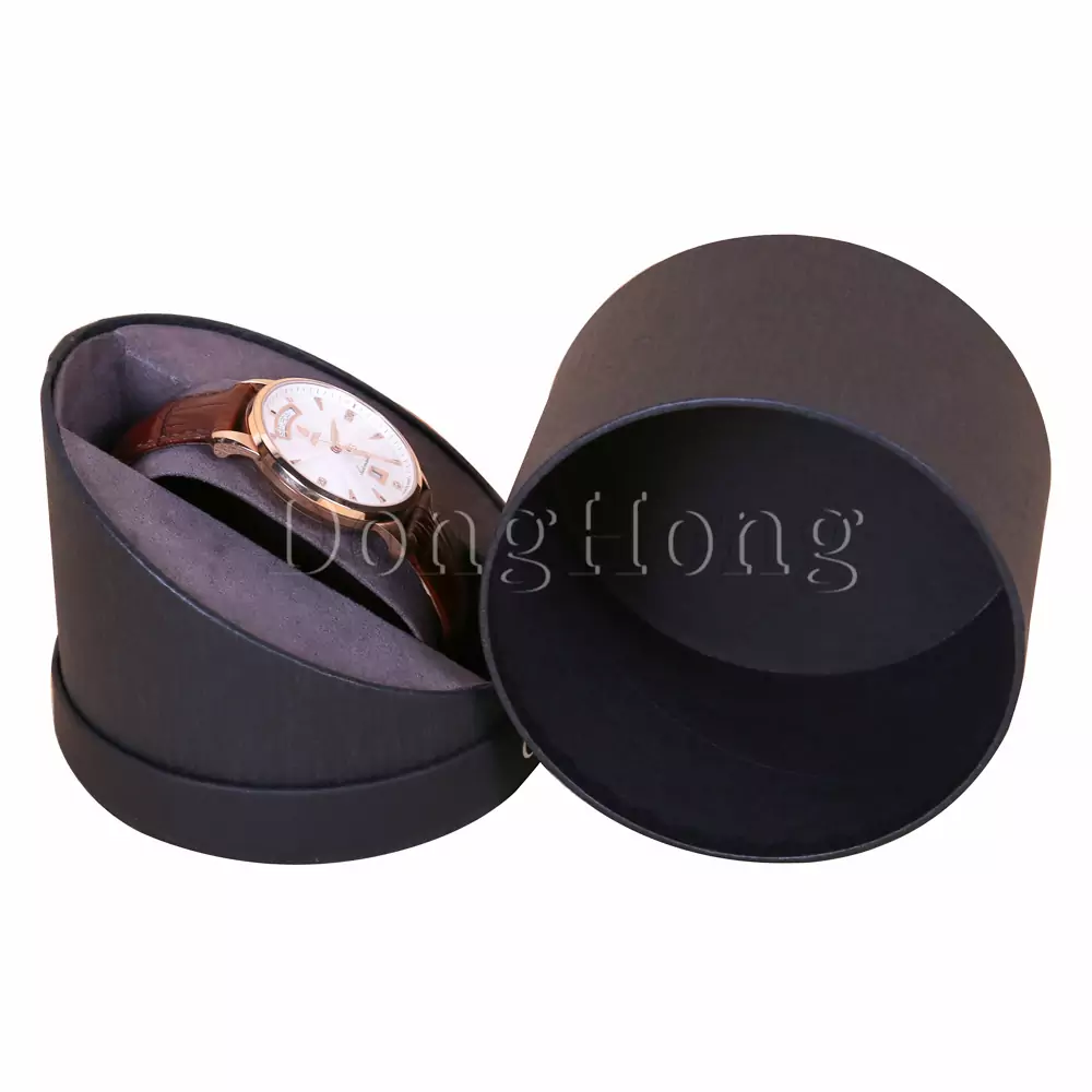 Textured Paper Tube Round Watch Boxes 