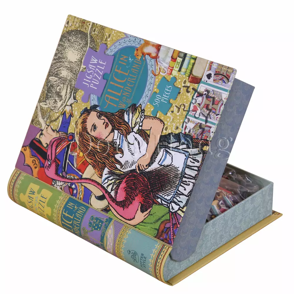 Book Shaped Puzzle Printed Packaging Box 