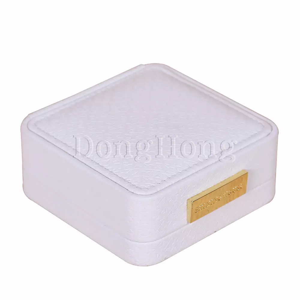Hinged Texture White Leather Gift Box  