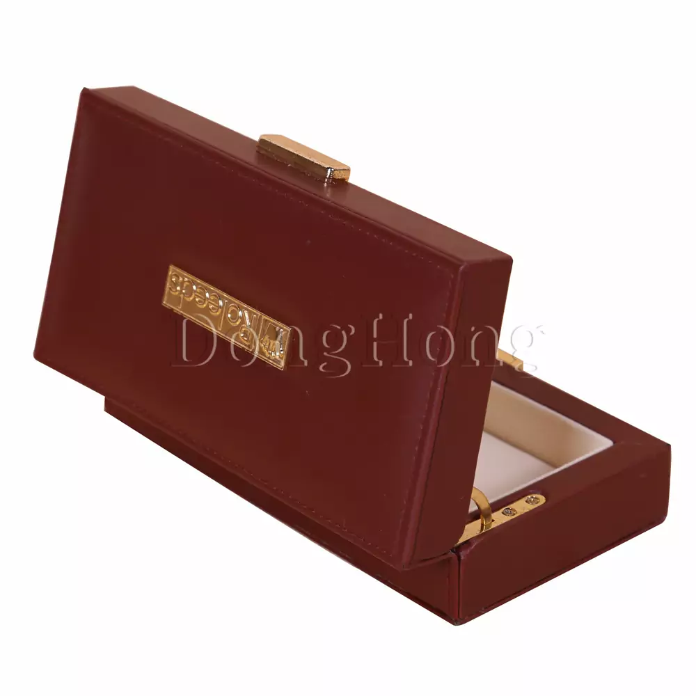 Brown Leather Jewelry Packing Box with Lock 