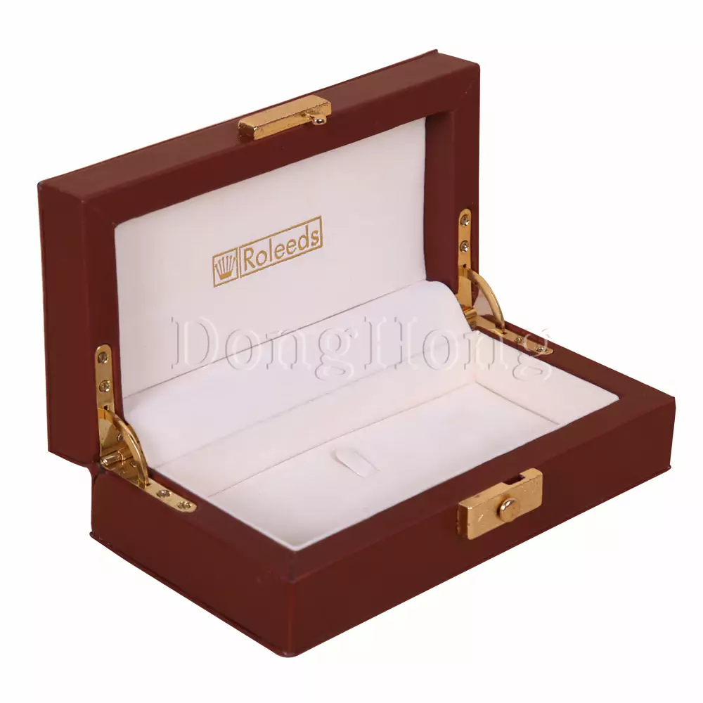 Brown Leather Jewelry Packing Box with Lock 