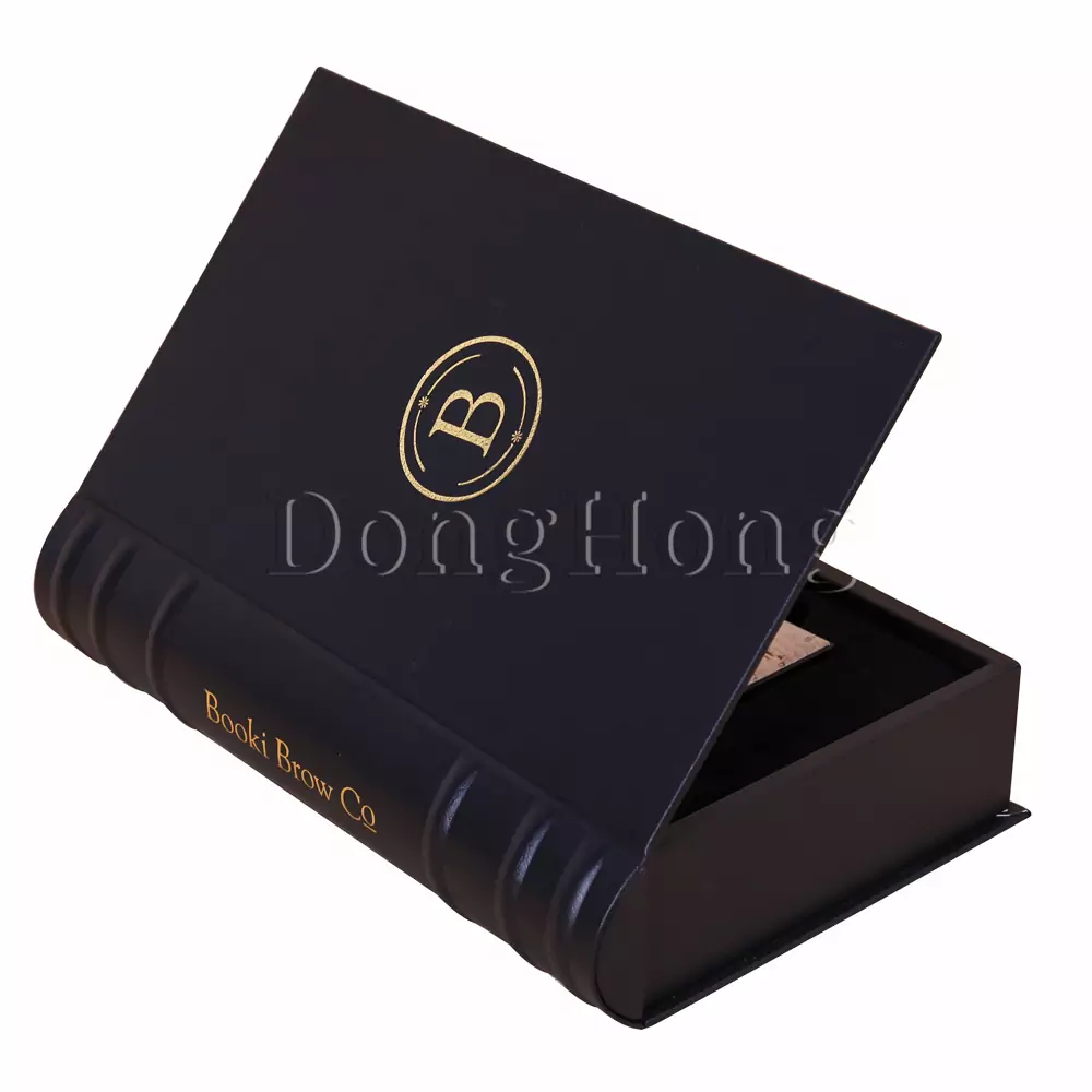 Black Book Shape Leather Packaging Box  