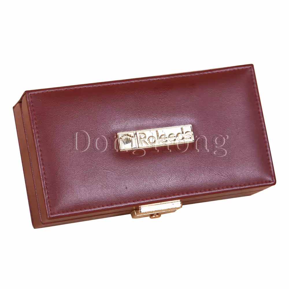 Brown Leather Jewelry Packing Box with Lock 