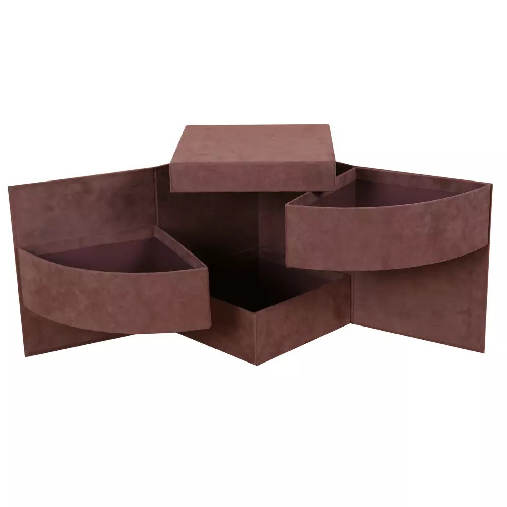 Sliding Open Velvet Cardboard Box with Lid-off Lid 