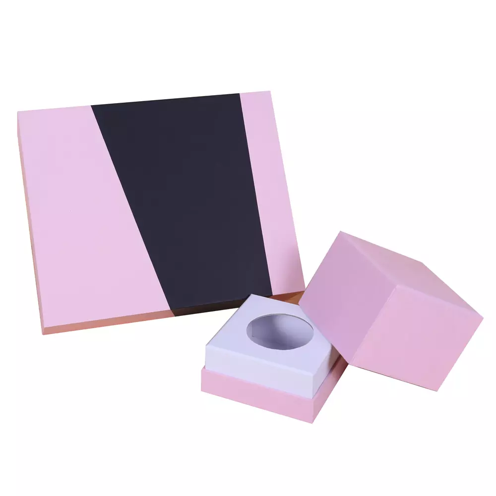 Sturdy 2-Piece Pink-and-Black Packaging Box 