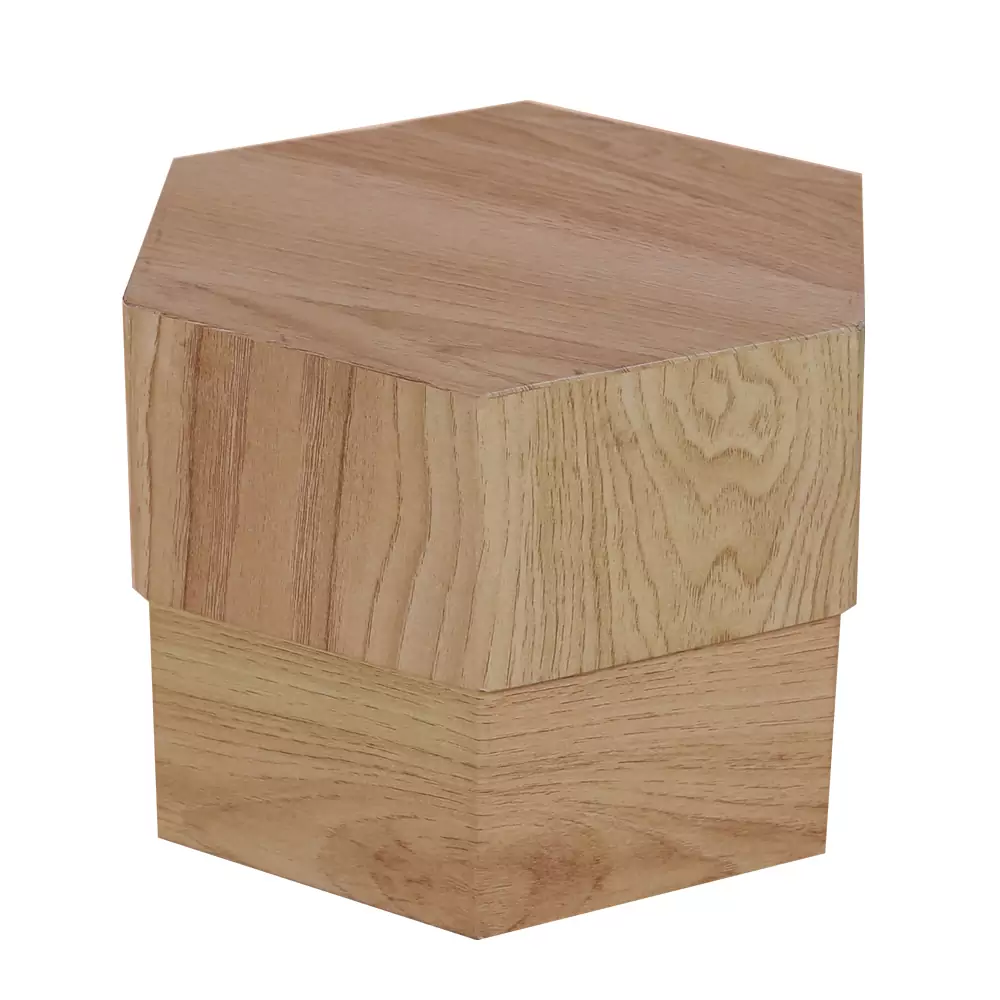 Woodgrain Paper Hexagon Shape Gift Box