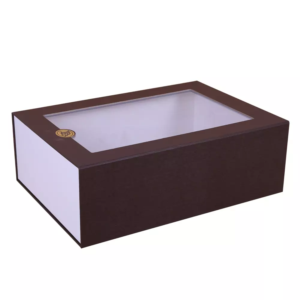 Brown Magnetic Closure Gift Box With Window 