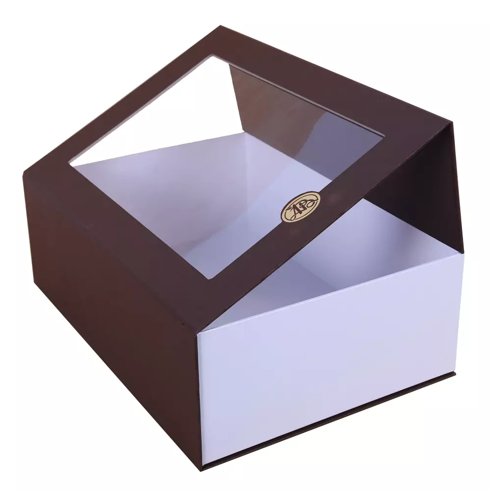 Brown Magnetic Closure Gift Box With Window 
