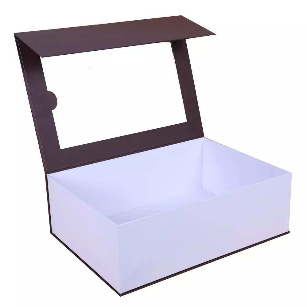 Brown Magnetic Closure Gift Box With Window 
