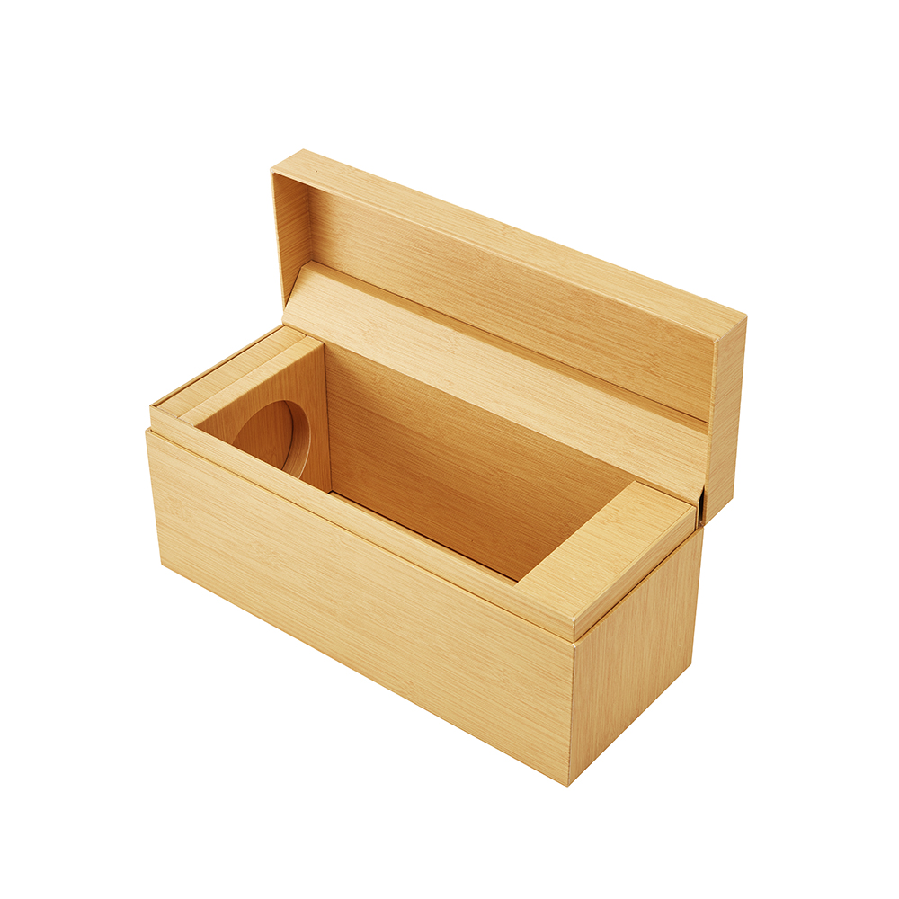 Custom Woodgrain Paper Hinged Lid Wine Packaging Box 