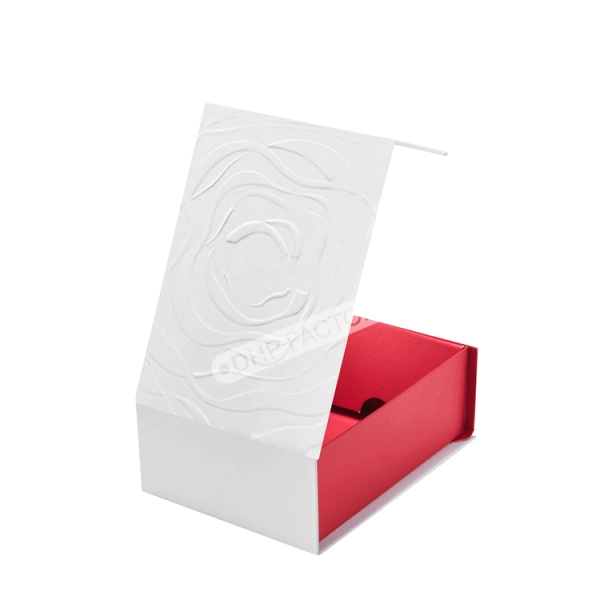 Foldable Cosmetic Box with Embossed Design for Luxury Packaging Side View