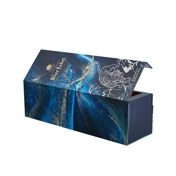 Luxury Liquor Wine Rigid Magnetic Closure Packaging Box Side View