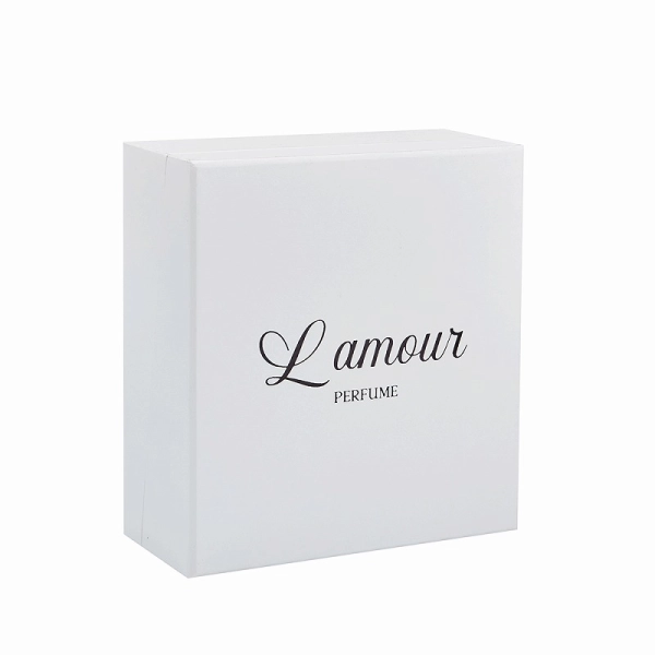Luxury Custom Slant Edge Hinged Gift Box with Ribbon & EVA Insert Side View