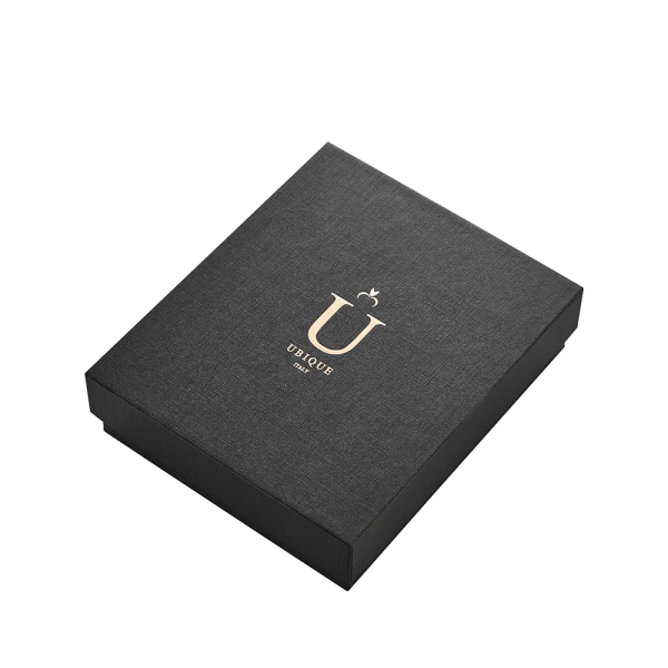 Matte Black Texture Paper Rigid Earphone Packaging Gift Box  Side View