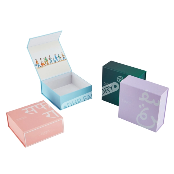 custom magnetic gift box with printed lid for luxury packaging Side View