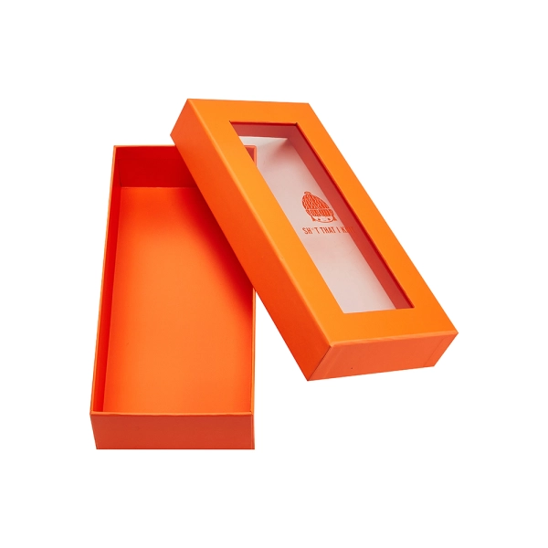 2-Piece Printed Packing Gift Box with Window  Side View
