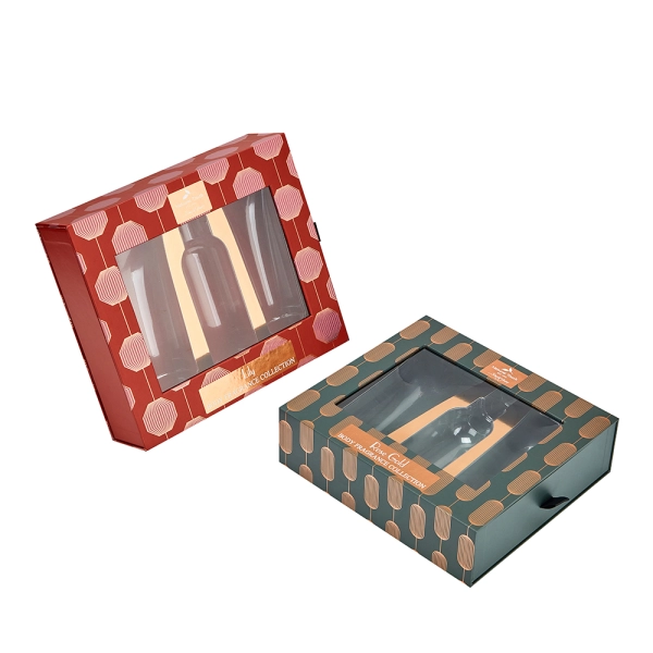 Luxury Cosmetic Gift Box with Clear Window Side View