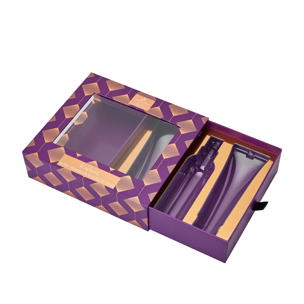 Luxury Cosmetic Gift Box with Clear Window Side View
