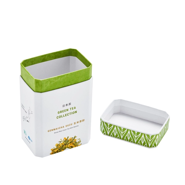 Special Custom Octagon Shaped Japan Tea Bag Rigid Box Packaging Side View