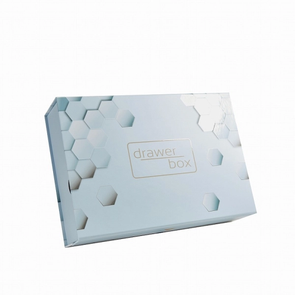 Bespoke Book-Style Cosmetic Box  with Integrated Ribbon Drawer Side View