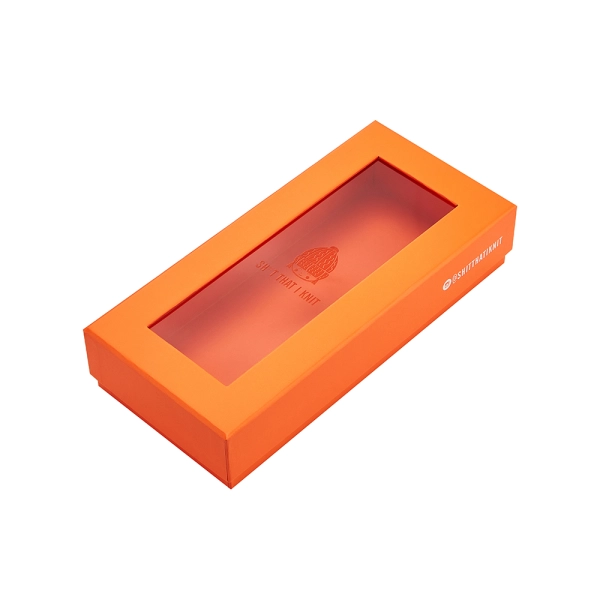 2-Piece Printed Packing Gift Box with Window  Side View