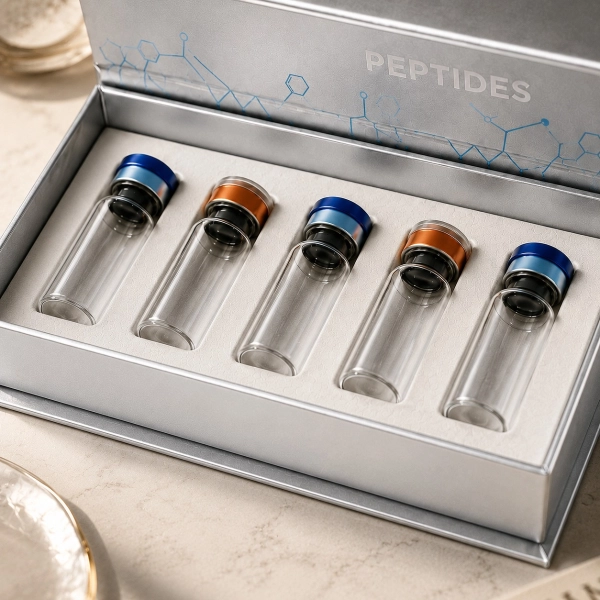 Custom Peptide Vial Packaging Box Manufacturer | Magnetic Vial Boxes Side View