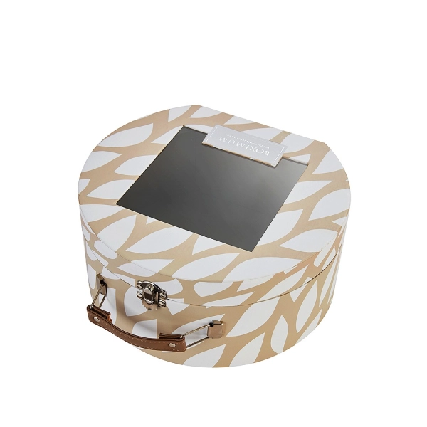 Rigid Cardboard Suitcase Box with PU Handle | Custom Gift Packaging Side View