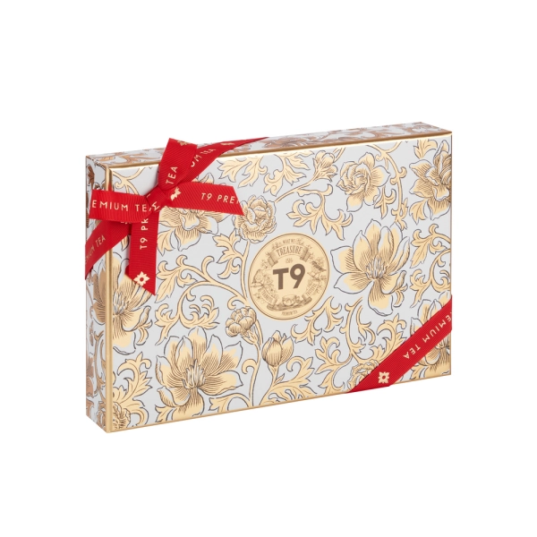 Luxury Chocolate Gift Box with Ribbon Supports & Gold Paper Dividers Side View