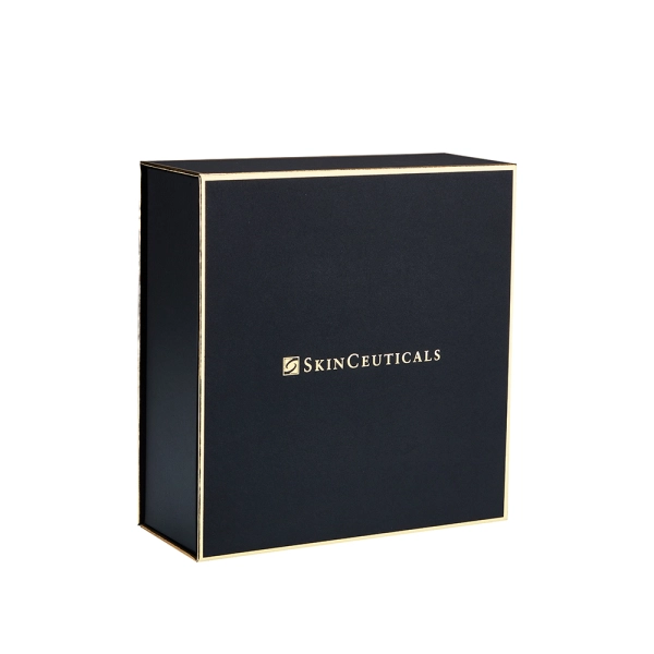 Custom Matte Black Skin Care Packaging Magnetic Flip Box  Side View