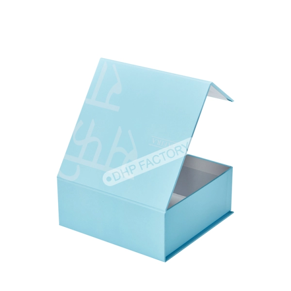 Purple Magnetic Gift Box with Foldable Lid for Custom Packaging Side View