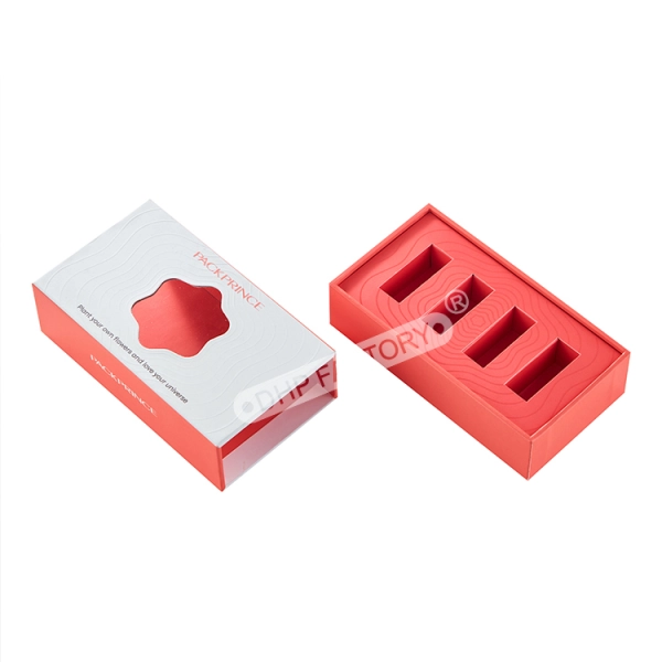 Perfume Sample Box with Green Insert  for Mini Fragrance Bottles Side View