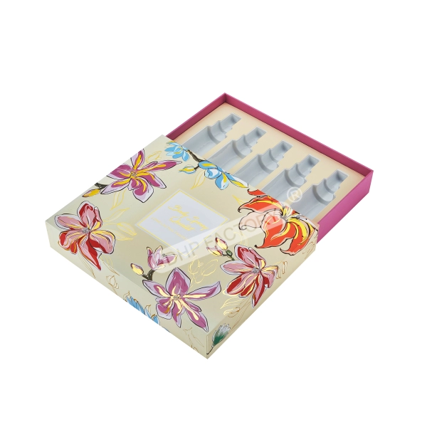 Floral Cosmetic Gift Box with Custom Insert for Perfume Vials