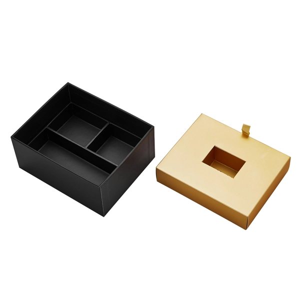 Matte Black Texture Paper Rigid Earphone Packaging Gift Box  Side View