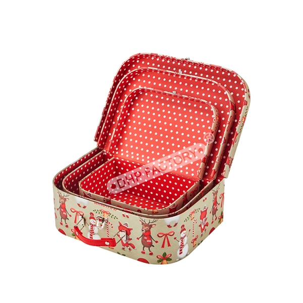 Christmas Suitcase Rigid Gift Packaging Box Side View