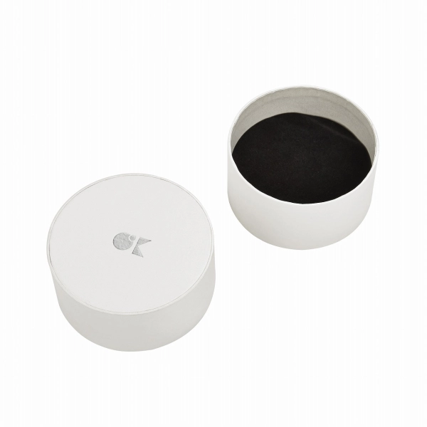 Luxury Round Rigid Box with Flat Edges & Gold Foil Side View