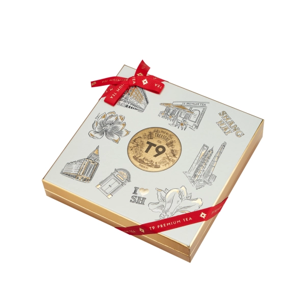 Luxury Chocolate Gift Box with Ribbon Supports & Gold Paper Dividers Side View