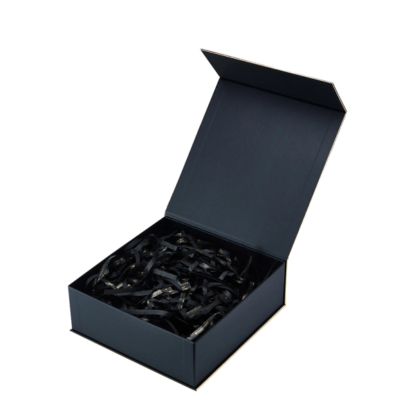 Custom Matte Black Skin Care Packaging Magnetic Flip Box  Side View