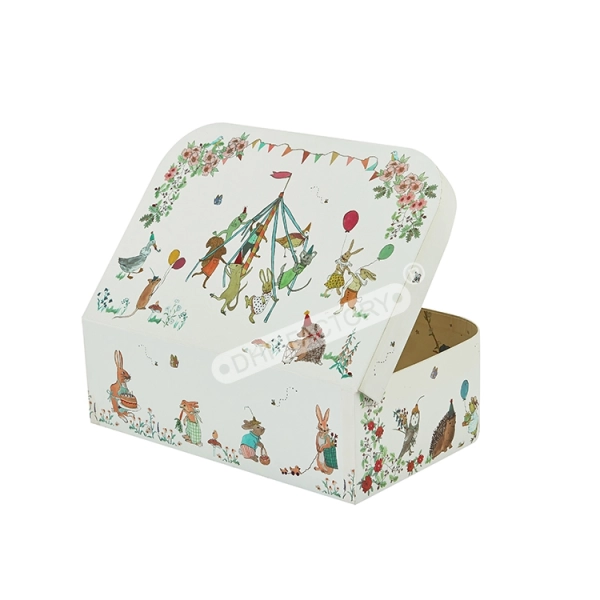 Rigid Cardboard Suitcase Box with PU Handle Side View