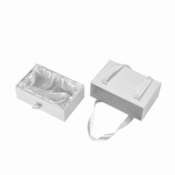 Custom Drawer Box with Ribbon Handle: Luxury Silk Lining