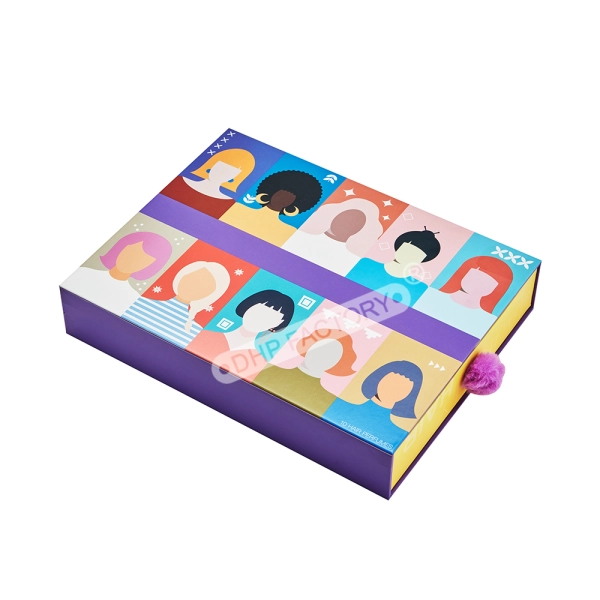 Floral Cosmetic Gift Box with Custom Insert  Side View