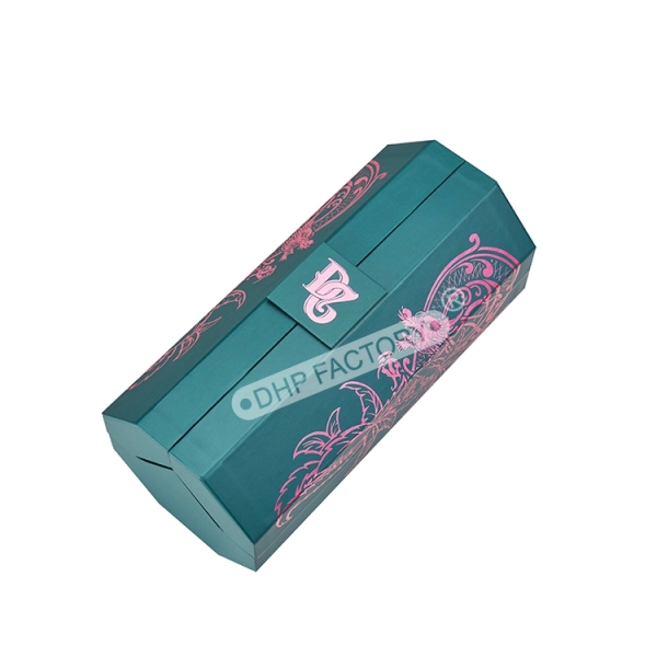 Double Door Opened Wine Gift Packaging Box with Luxury Custom Design Side View