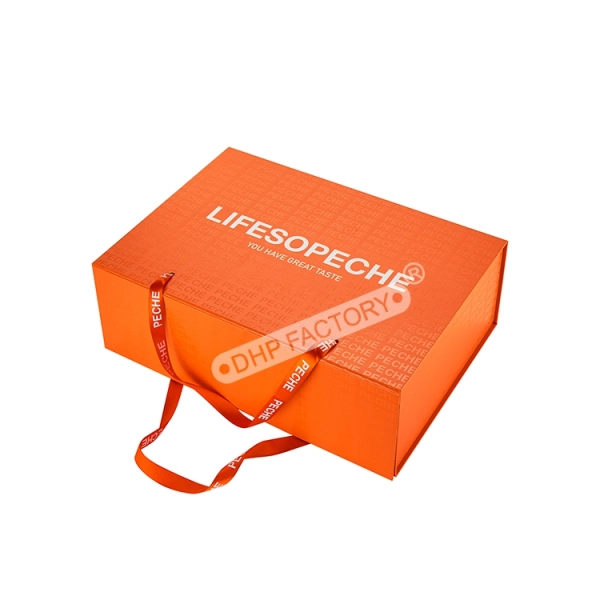 Magnetic Collapsible Box with Ribbon Handle Side View