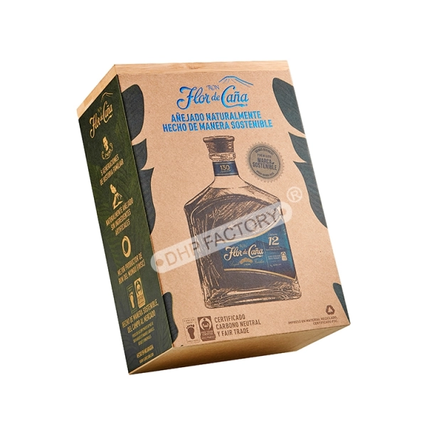 Eco Bamboo Lid Kraft Paper Wine Box Sustainable Gift Packaging Side View