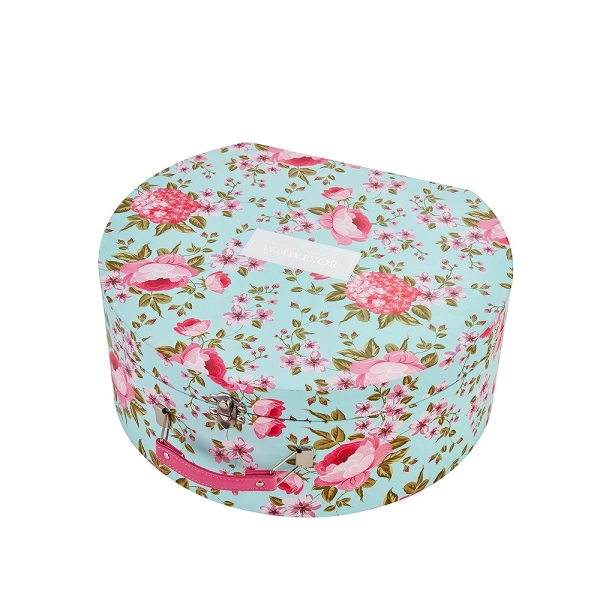 Rigid Cardboard Suitcase Box with PU Handle | Custom Gift Packaging Side View