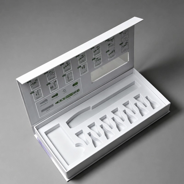 Luxury Rigid Peptide Vial Box | Custom Magnetic Closure  Packaging Side View