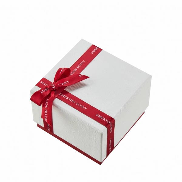 Luxury Textured Lid and Base Necklace Gift Box with Custom Ribbon Bow Side View