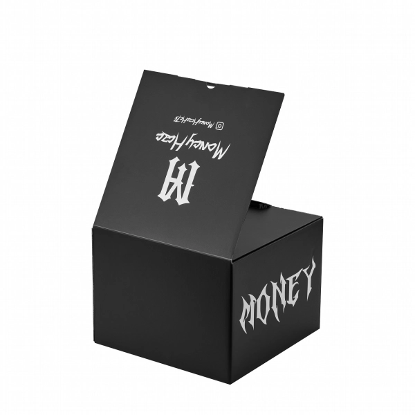 Custom Snap Lock Bottom Corrugated Box with Black & White Printing Side View
