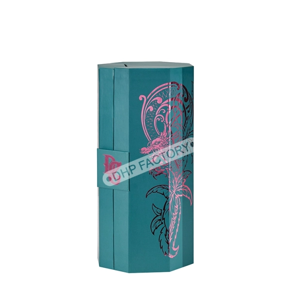 Double Door Opened Wine Gift Packaging Box with Luxury Custom Design Side View